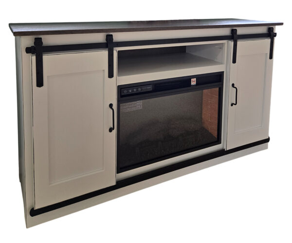 60" Barn Door TV Stand With Fireplace Insert